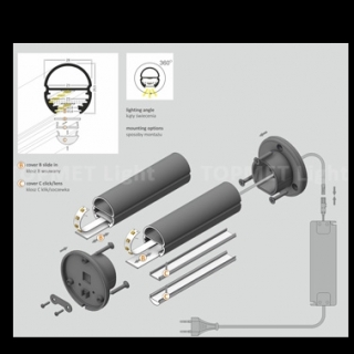 PROFIL ALUMINIOWY LED DO SZAFY OVAL 2M